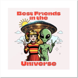 Best Friends in the Universe - Cosmic Companions Retro T-Shirt Posters and Art
